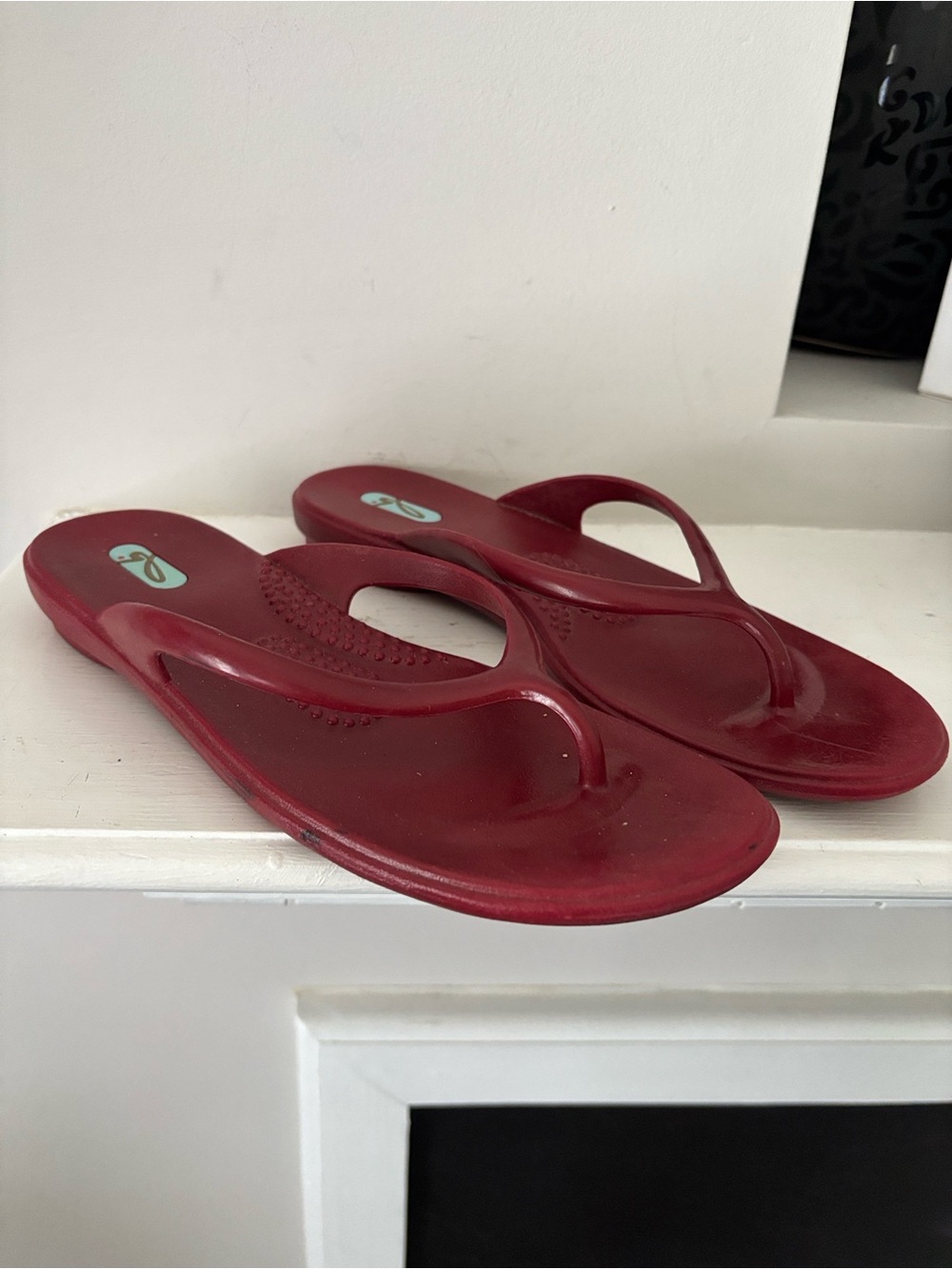 OKA b. Women's Deep Red Casual Flip Sandals